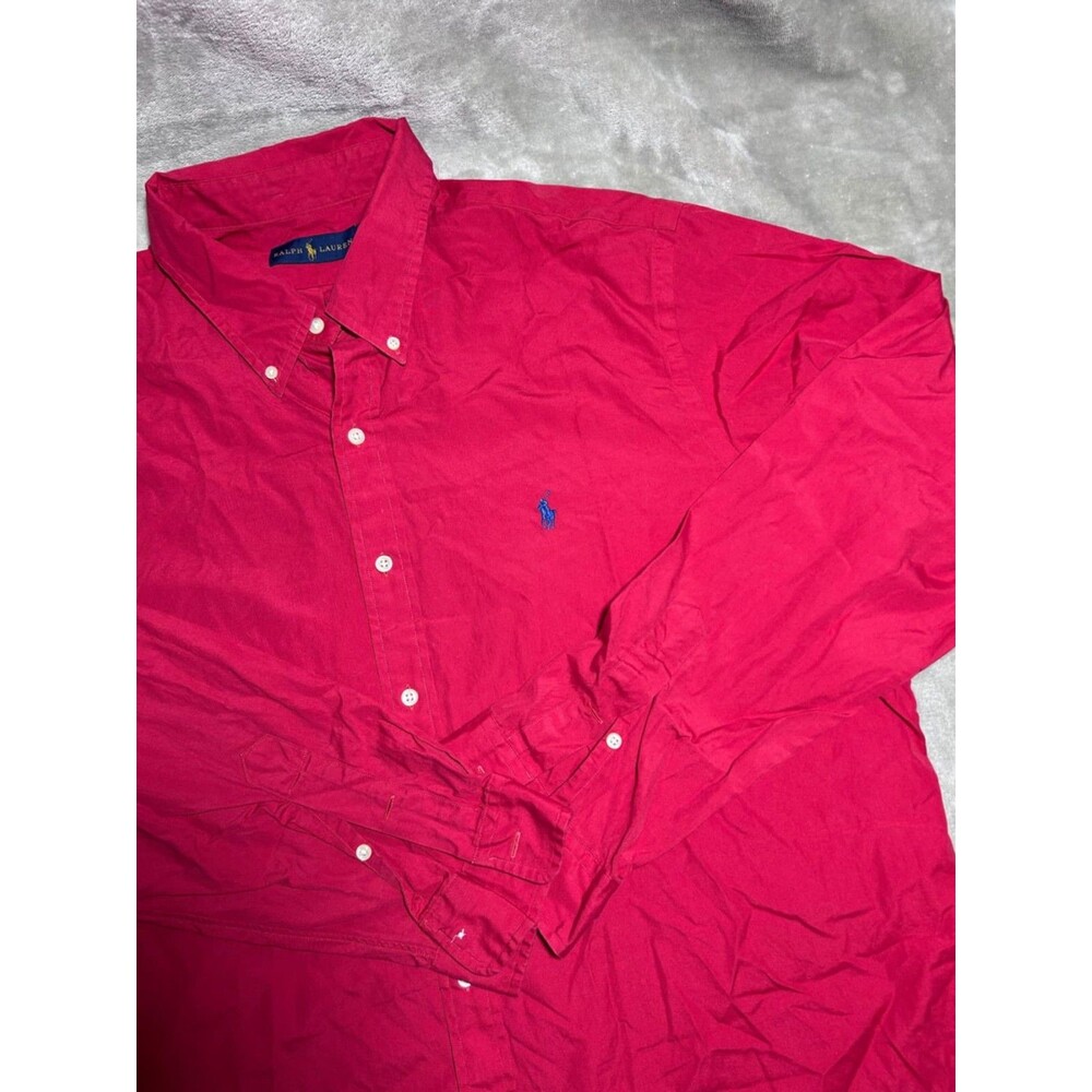 Ralph Lauren Button Down Shirt Men 2XL XXL Red Preppy Long Sleeve